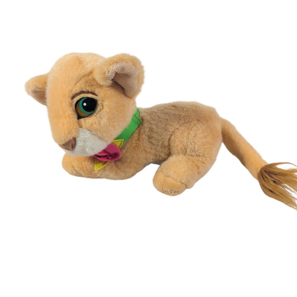 Disney Plush Toy Unisex Small Tan Nala Lion King Cub Flower Collar Polyester